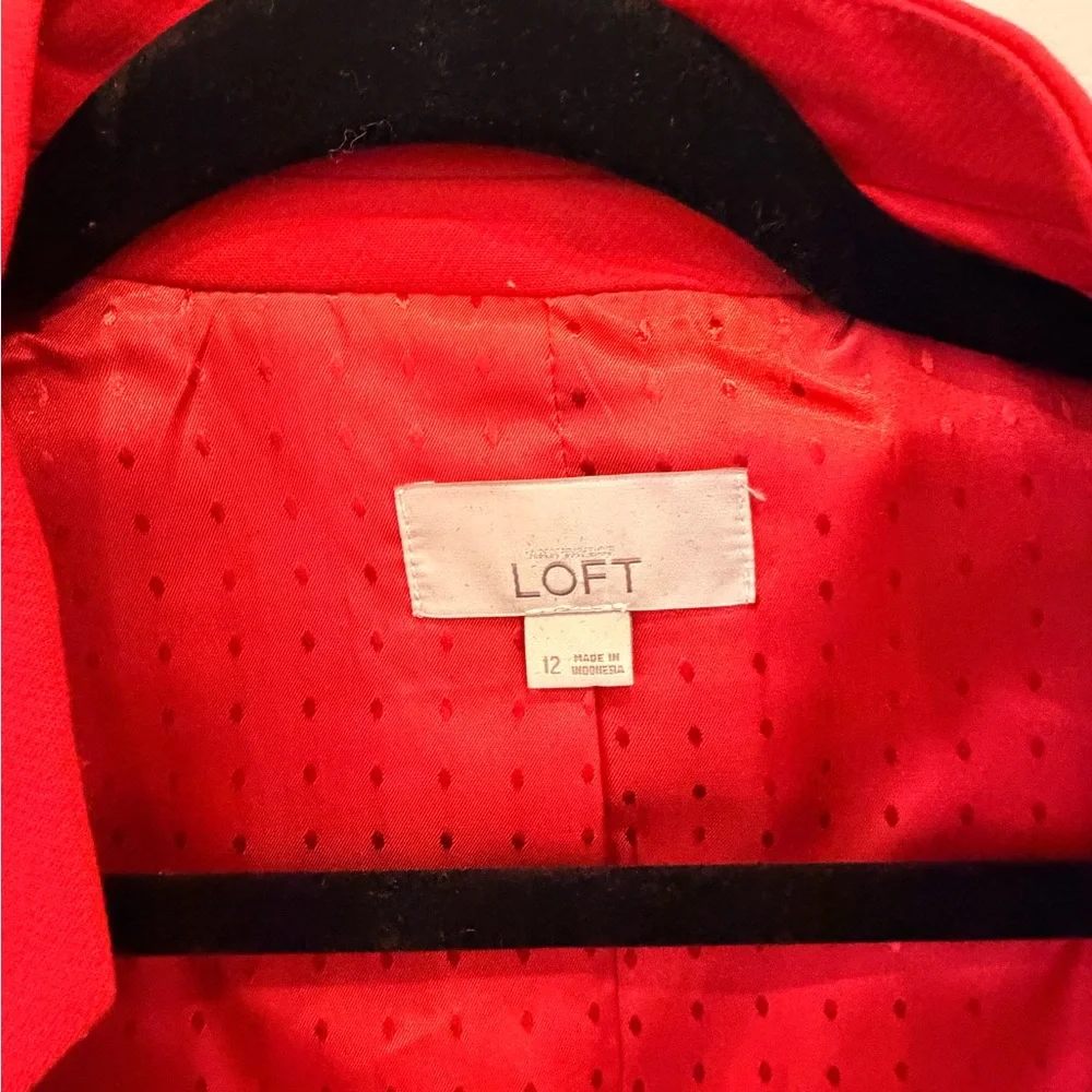 LOFT‎ Red Structured Blazer Jacket Size 12 Tailored Career Classic